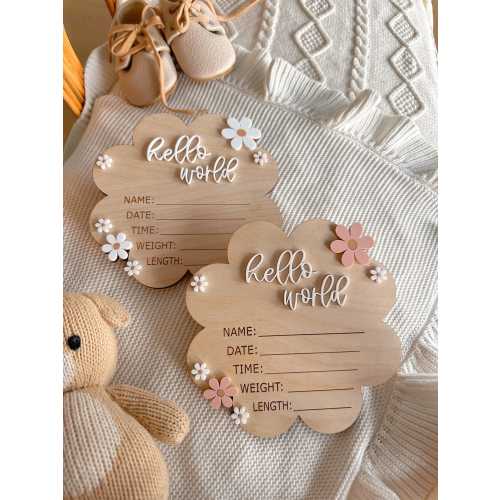 Daisy Hello World Baby Birth Announcement| Hello World Name announcement| Hospital Name sign| Birth Star sign| I’m New Here