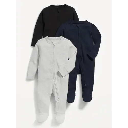 Unisex 3-Pack Sleep & Play 2-Way-Zip Footed One-Piece for Baby | Old Navy