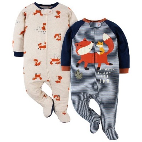 Gerber Baby Boys' Sleep 'N Plays - Fox - 0-3 Months - 2-Pack