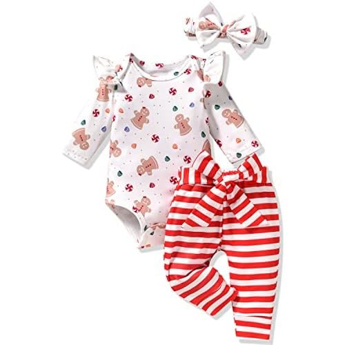 Aalizzwell Preemie Newborn Infant Baby Girls Clothes Ribbed Romper Bodysuit Pants Set Fall Winter Outfits