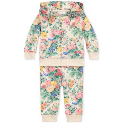 Baby Girls Floral Cotton Terry Hoodie & Pant Set- 3 Months