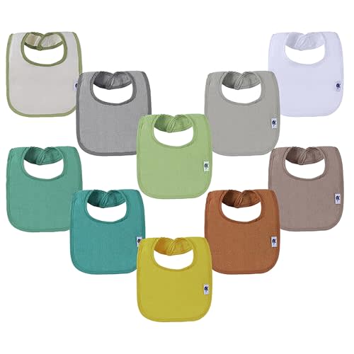 SPINFOX Waterproof Baby Bibs for Girls, Boy, Unisex Drool Bib Cotton Solid Knit Infant Feeding Bibs