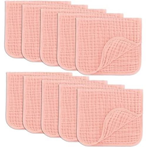 Comfy Cubs Muslin Burp Cloths Set Large 100% Cotton Hand Washcloths for Babies, Baby Essentials 6 Layers Extra Absorbent and Soft Boys & Girls Baby Bibs & Burp Cloths Set (Lace, 10-Pack, 20" X10")