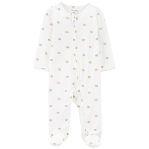 Baby Snail Print Zip-Up PurelySoft Sleep & Play Pajamas - Style,Ivory
