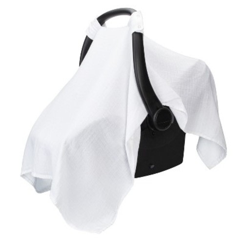 Muslin Cotton Baby Car Seat Cover, Universal Fit Carseat Canopy Covers for babies, Girls and Boys By Comfy Cubs, Color: White
