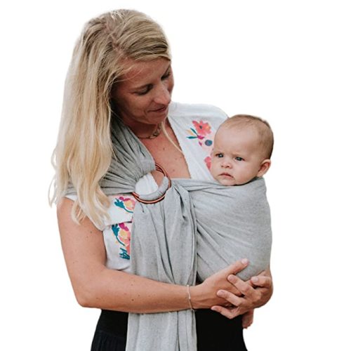 Nalakai Ring Sling Baby Carrier. Eco-Friendly, Soft Bamboo and Linen Baby Sling, Baby Wrap. Comfort, Style, and Giving Back - Carry Your Little One with Love - Pebble Grey - Regular Length