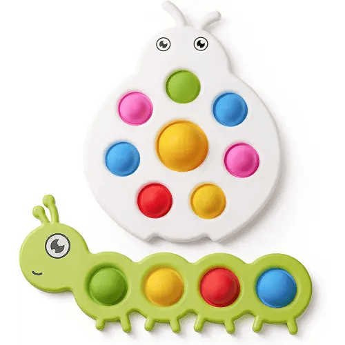 LiKee Fidget Popper Sensory Baby Toys for 10+ Months, Montessori Busy Toy for 1 2 3 Years Old Toddlers Push and Popping Bubbles Fine Motor Skill, Travel Toys for Kids Ages 1-3 Stress Relief (2 Pieces)