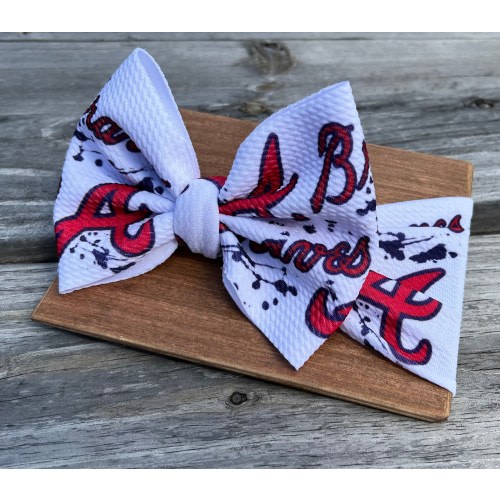 Baseball headwrap | red and blue baseball | sports bow | baby and toddler bows.