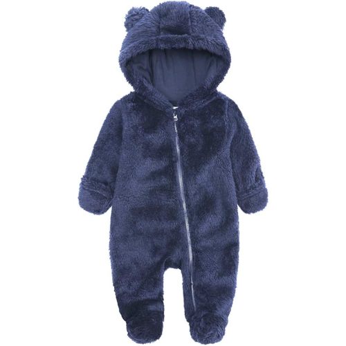 Newborn Baby Snowsuit Fleece Lined Onesie Outfits Warm Hooded Romper for Infant
