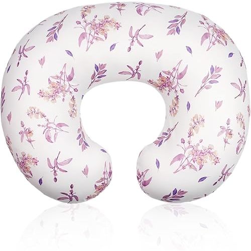 Nursing Pillow Cover, Soft Stretchy Removable Slipcover for Breastfeeding Pillows,Comfortable Nursing Pillow Case for Infant Baby Boys Girls Newborn,Pink Sage