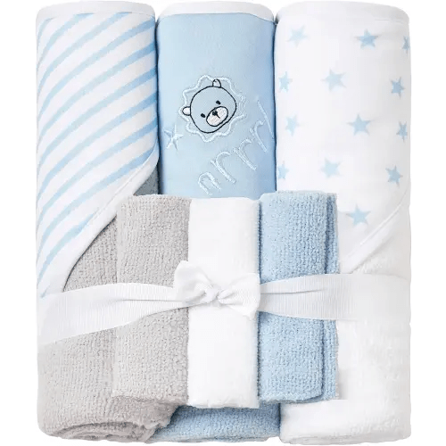 Viviland Baby Towels and Baby Wash Cloths Set Hooded Baby Towels Baby Wipes Absorbent Bath Face Towels Burp Cloths or Face Towels for Girl Boy 6-Pack Size 28 x 28 Inch(Lion)