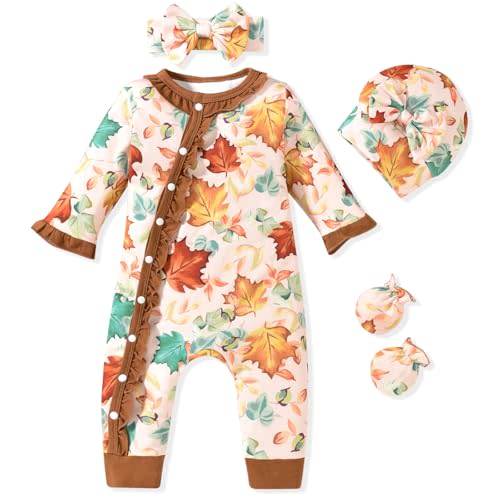 Aalizzwell Baby Girls Romper Outfit Fall Winter Clothes with Accessories