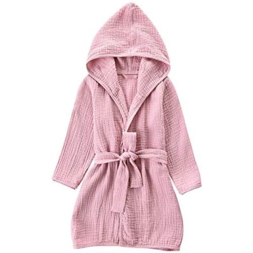 Organic Cotton Toddler Bathrobe, Soft and Breathable Baby Robe for Kid, Boy& Girl Hooded Robe Muslin
