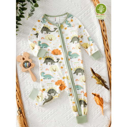 PatPat Baby Pajamas with Bamboo Viscose Footless Baby Sleep N Play Pajamas Zipper Sleeper for Newborn Infant Boys 6-9 Months