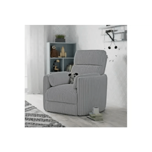Rayna Grey Plush Channeled 40" Power Swivel Glider Recliner With USB Port | Living Spaces