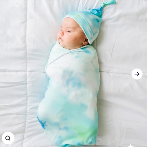 Tidepool Watercolor Swaddle & Hat Set - Little Sleepies
