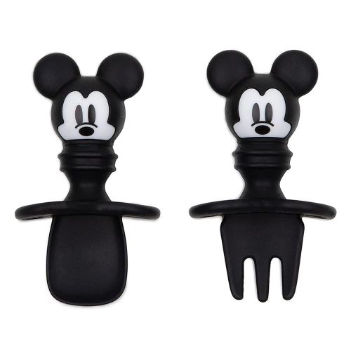 Bumkins Disney Baby Utensils Set, Chewtensils Silicone Spoons for Dipping, Self-Feeding, Baby Led Weaning, Trainer Learning First Stage Stage Eating, Fork and Spoon, Babies 6 Months, Mickey Mouse