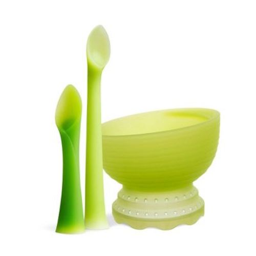Olababy Baby First Training Set With Silicone Steam Bowl, Training Spoon & Feeding Spoon