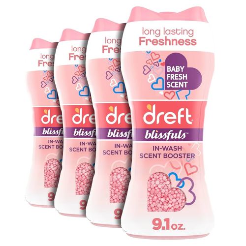 Dreft Blissfuls In-Wash Scent Booster Beads, Baby Fresh Scent, 9.1 oz (4 Pack)