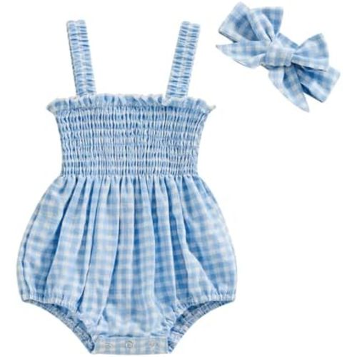 Infant Baby Girl Summer Clothes Sleeveless Floral Cotton Linen Romper with Headband Newborn Girl Outfit