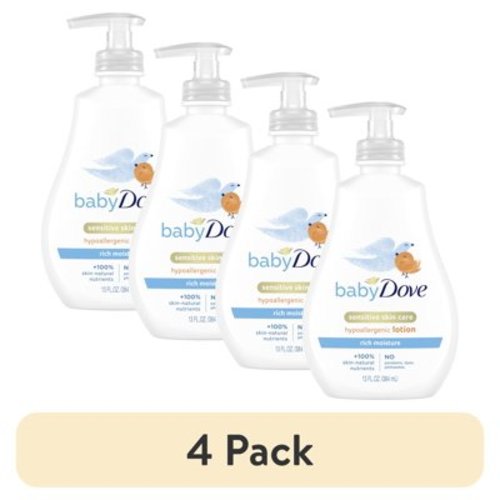 (4 pack) Dove Baby Rich Moisture Hypoallergenic Moisturizing Lotion Newborn Sensitive Skin, 13 oz