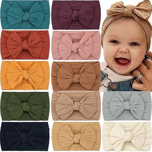 CÉLLOT Super Stretchy Soft Knot Headbands with Hair Bows Head Wrap Hair Accessories For Newborn Baby Girls Infant Toddlers Kids