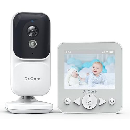 Dr.Care NeoView Video Baby Monitor - 2.8” Screen, 2-Way Audio, Video Loop Recording, Night Vision, Real-Time/VOX Monitoring, Temperature Sensor, Lullabies, Belt Clip Design (Supports Up to 128GB)