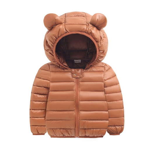 PatPat Baby Coat Toddler Boys Girls Winter Jackets Stylish 3D Ear Print Solid Hooded Coats, Brown, 12-18 Months