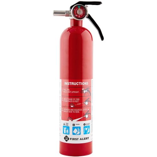 First Alert Fire Extinguisher for Home, Standard Rechargeable Compliance Unit, UL RATED 1-A:10-B:C, HOME1, Red, 1-Pack