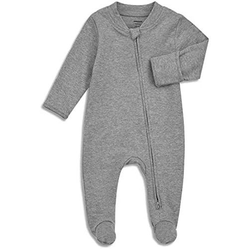 Aablexema Organic Cotton Baby Footie Pajamas with Mittens Newborn Soft Zip Sleeper