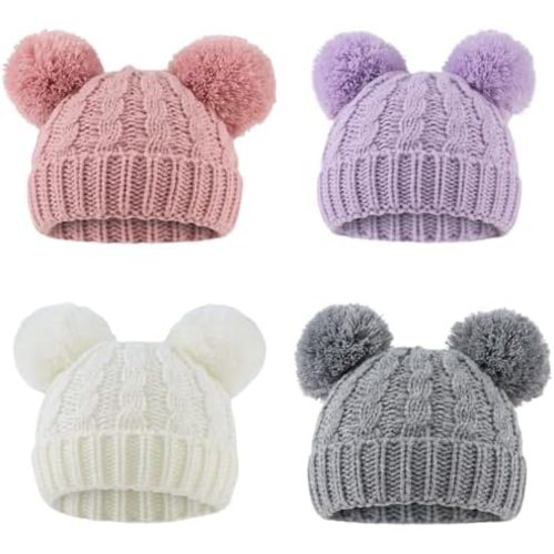 Yuoahcn Baby Girl Beanie Winter Baby Boy Hat with Pom pom Warm Infant Knitted Hats Toddler Kid Beanies