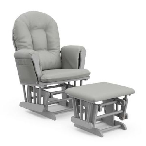 Storkcraft Hoop Glider Nursery Rocking Chair and Ottoman - Pebble Gray Frame/Light Gray Fabric
