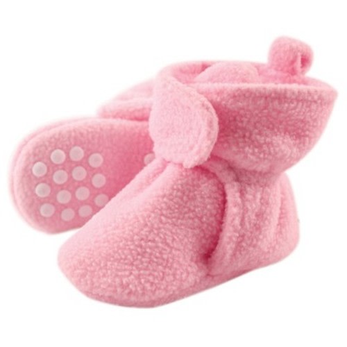 Luvable Friends Baby and Toddler Girl Cozy Fleece Booties, Light Pink, Size: 0-6 months