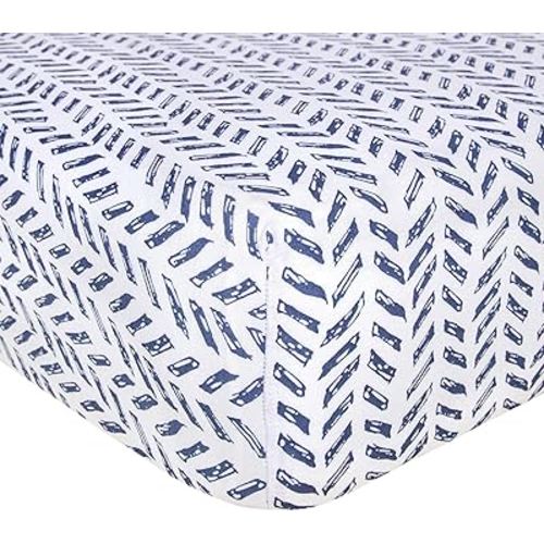 Burt's Bees Baby Pattern Fitted Crib Sheet Organic Cotton BEESNUG - Guide The Way Prints, Fits Unisex Standard Bed and Toddler Mattress, Infant Essentials, 52 x 28 Inch 1-Pack
