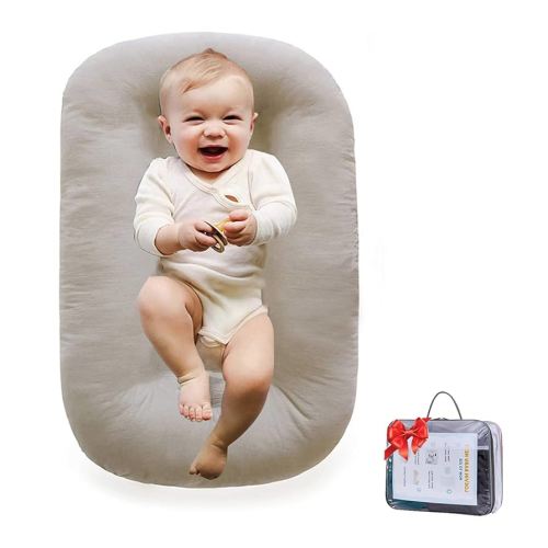 Baby Lounger for Newborns, Soft Baby Nest for Daily Rest & Baby Play Gym Mat, Portable Diaper Changing Pads for Boys & Girls 0-12 Months(English Apricot)