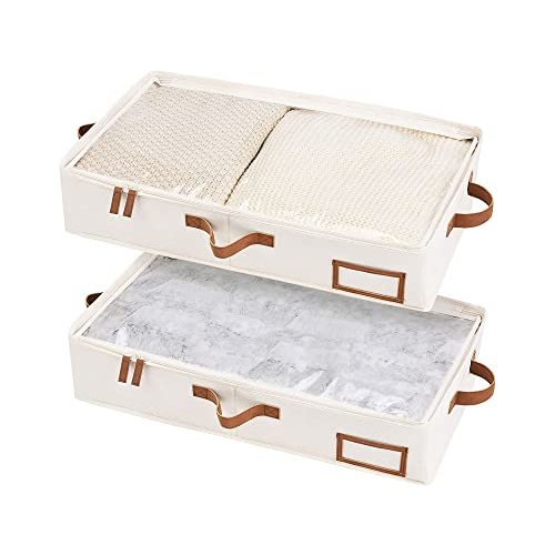 StorageWorks Under Bed Storage Containers with Handles and Label Holder, 2 Pack Ultra-thick Fabric Underbed Bins, Closet Organizer for Clothes, Blankets, Sweater