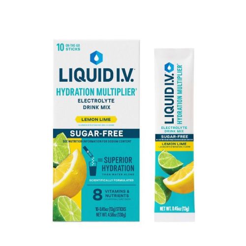 Liquid I.v. Sugar Free Hydration Multiplier Vegan Powder Electrolyte Supplements - Lemon Lime - 0.45oz/10ct