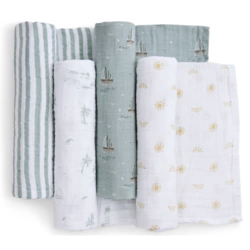 aden + anais Organic Cotton Muslin Swaddles in Sailing Seas 4 Pack