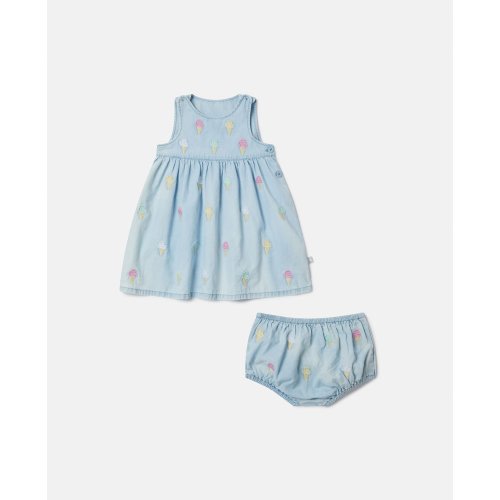 Ice Cream Embroidered Dress and Bloomers Set