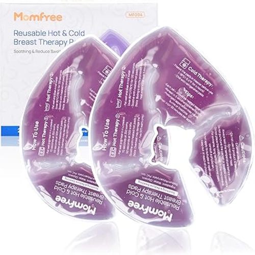 Large Breast Therapy Packs, Hot and Cold Breast Pads with 2 Soft Covers, Reusable Cooling Gel Packs are Breastfeeding Essentials, Relieve Clogged Ducts/Nipple Pain/Engorgement