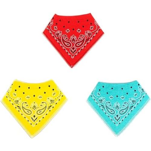 LNGLAT 3-Pack Baby Bandana Drool Bibs for Boys and Girls with Adjustable Snaps, Organic Cotton Soft and Absorbent Toddler Baby Paisley Pattern Bibs for Drooling and Teething