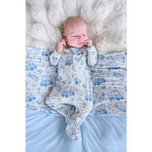 Zipper Footie in Caddie Crew Blue | Caden Lane