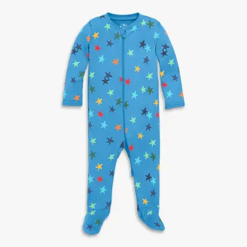 Baby organic zip footie in confetti stars - 3 to 6 months