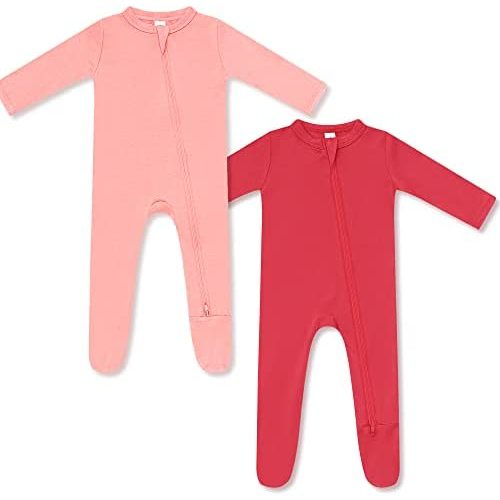 HAPIU Rayon from Bamboo Baby Footed Pajamas, 2 Way Zipper YKK, Footie for Baby Boy Girls, Newborn-24 Months