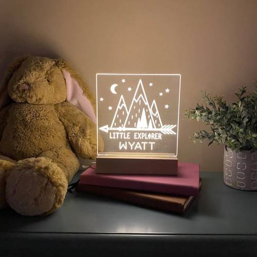 Little Explorer Mountain Night Light, Nursery, Night Light, Childs Playroom, Childs Night Light, Kids room decor, Childs Room