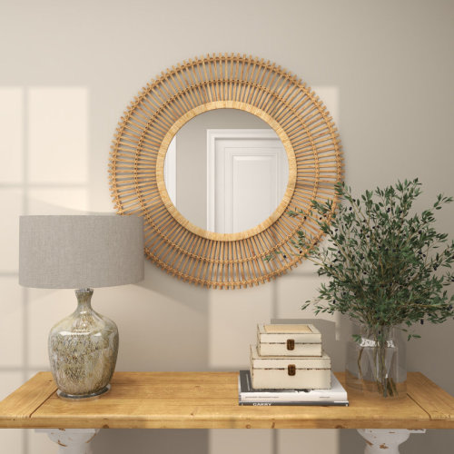 Sand & Stable™ Bamboo Wood Handmade Wrapped Starburst Room Wall Mirror & Reviews | Wayfair