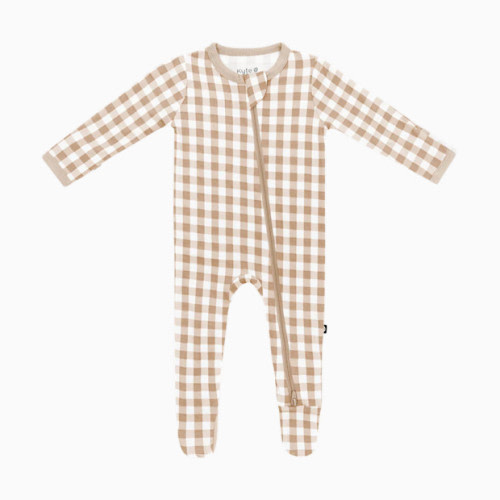 Printed Zipper Footie - Gingham Bisque