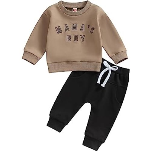 Newborn Infant Baby Boy Outfits Long Sleeve Pullover Sweatshirt Toddler Boys Pants Clothes Set Fall Winter 2Pcs