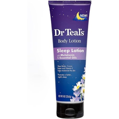 Dr. Teal's Nighttime Therapy Body Lotion with Melatonin (1 Bottle, 8oz) - Shea & Cocoa Butter with Vitamin E Helps Create Healthier Looking Skin - Essential Oils Promote a Better Nights Sleep
