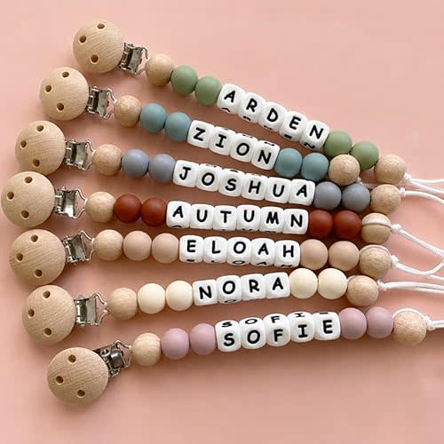 Personalized Pacifier Clip with Name, Customized Pacifier Clip Monogram Silicone Chain for Baby Girl Boys